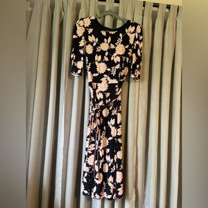 ElizaJ puff sleeve belted midi floral dress